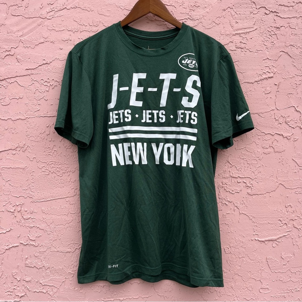 NFL Team New York Jets Shirt Dri Fit Adult Size Large Green White